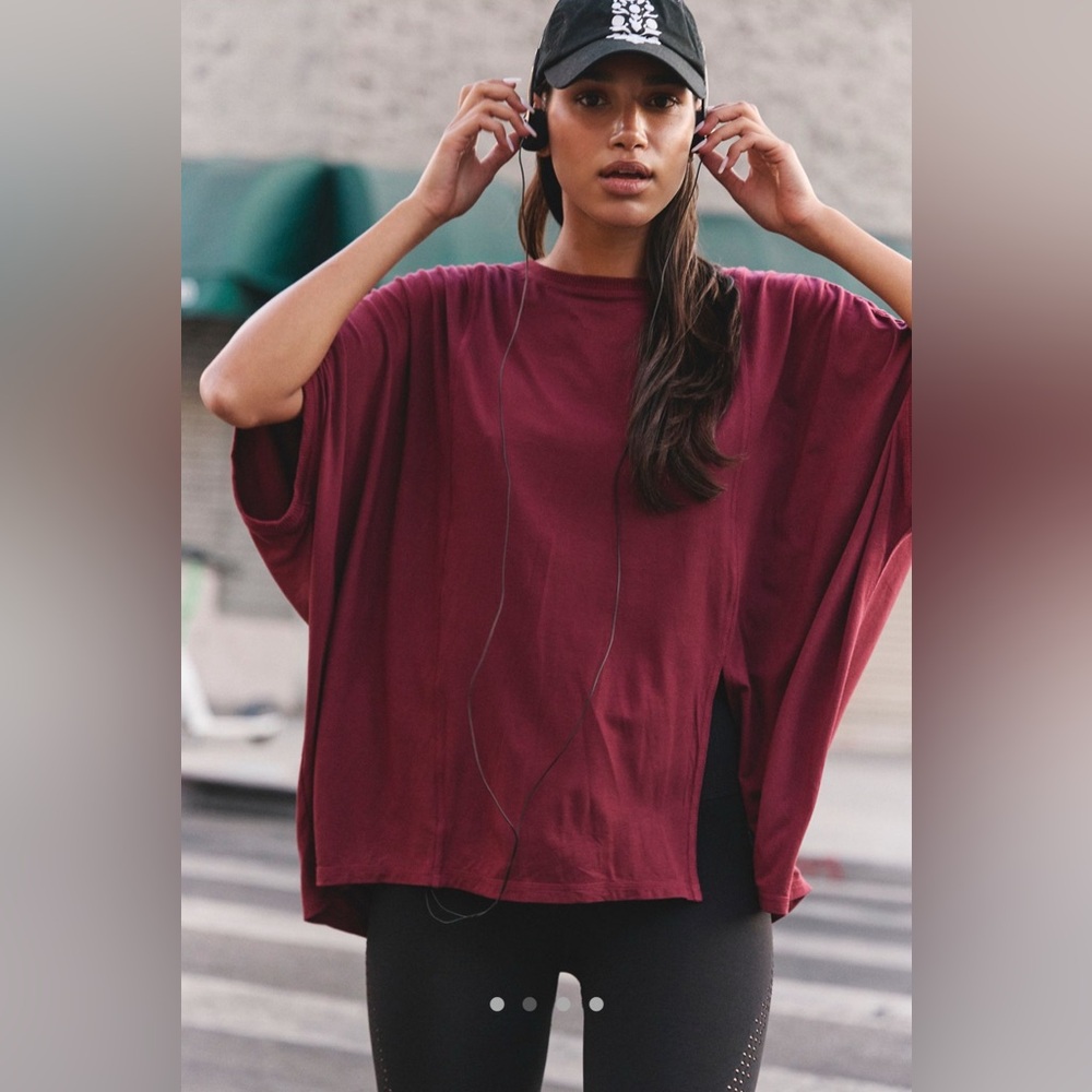 NWT Free People FP Movement Barre None Tee Sour Cherry *Oversized - Picture 2 of 5
